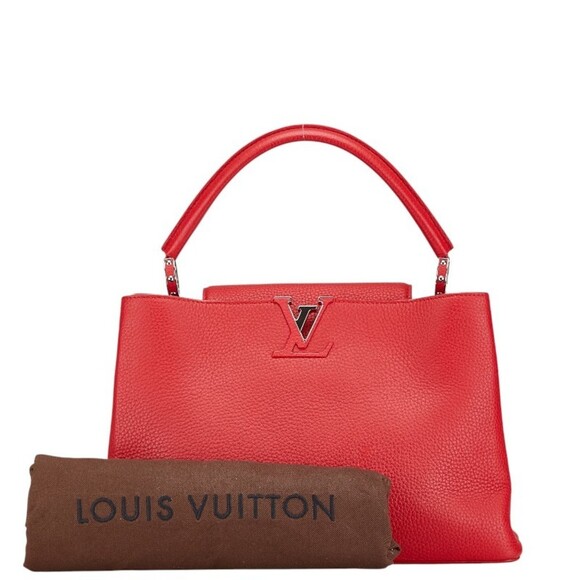 LOUIS VUITTON Red Leather Tote Bag - Picture 9 of 10